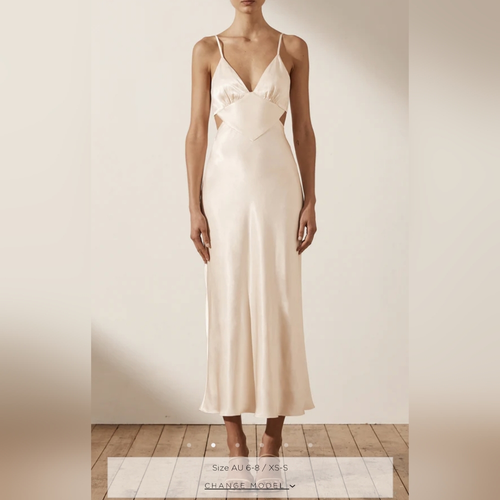 Shona Joy | La Lune Backless Midi | White Satin Dress | NWT